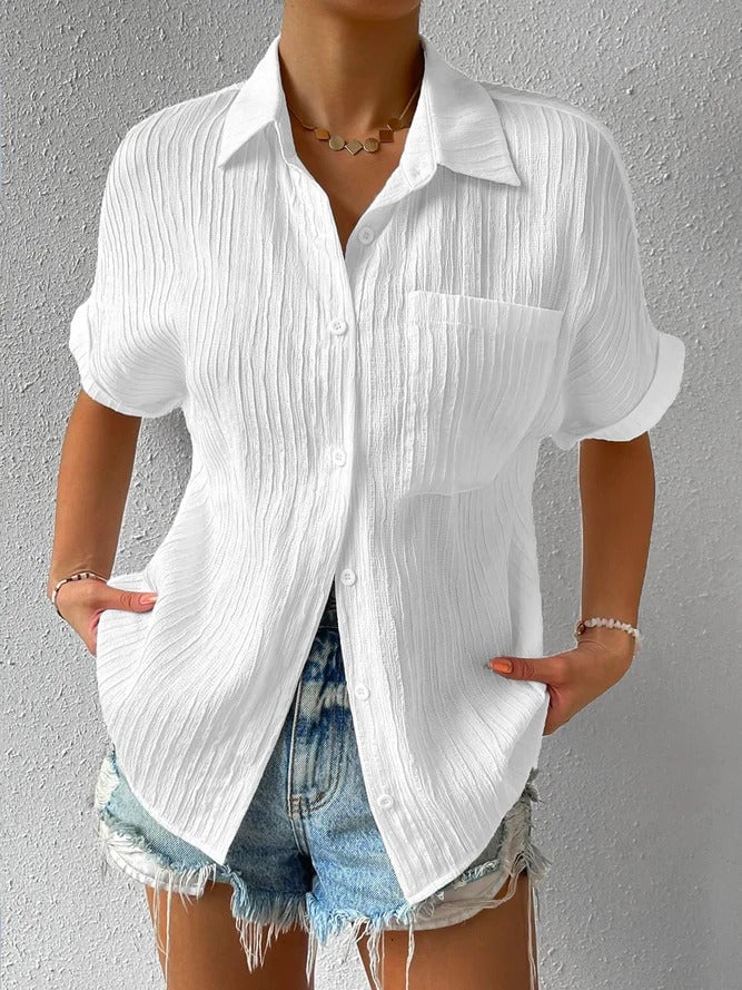 Navira - Shirt Collar Cotton-Blend Blouse