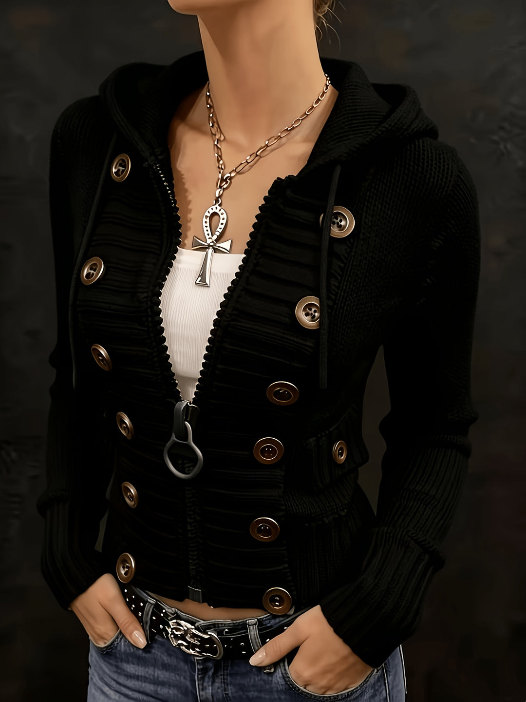 Nysera - Vertical Rib Knit Cardigan