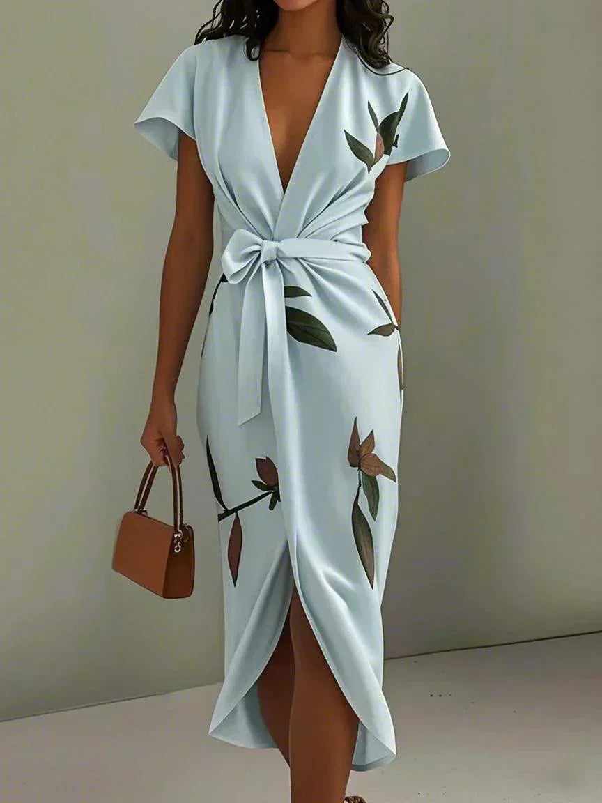 Ilyra - Wrap-Front Polished-Finish Dress