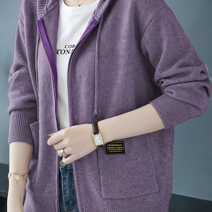 Rilena - Drawstring Hood Viscose Knit Cardigan