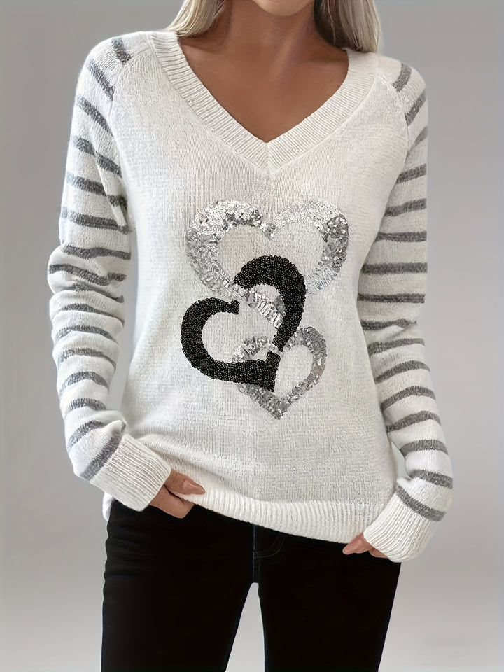 Velara - Sequin-Trim Knit Sweater