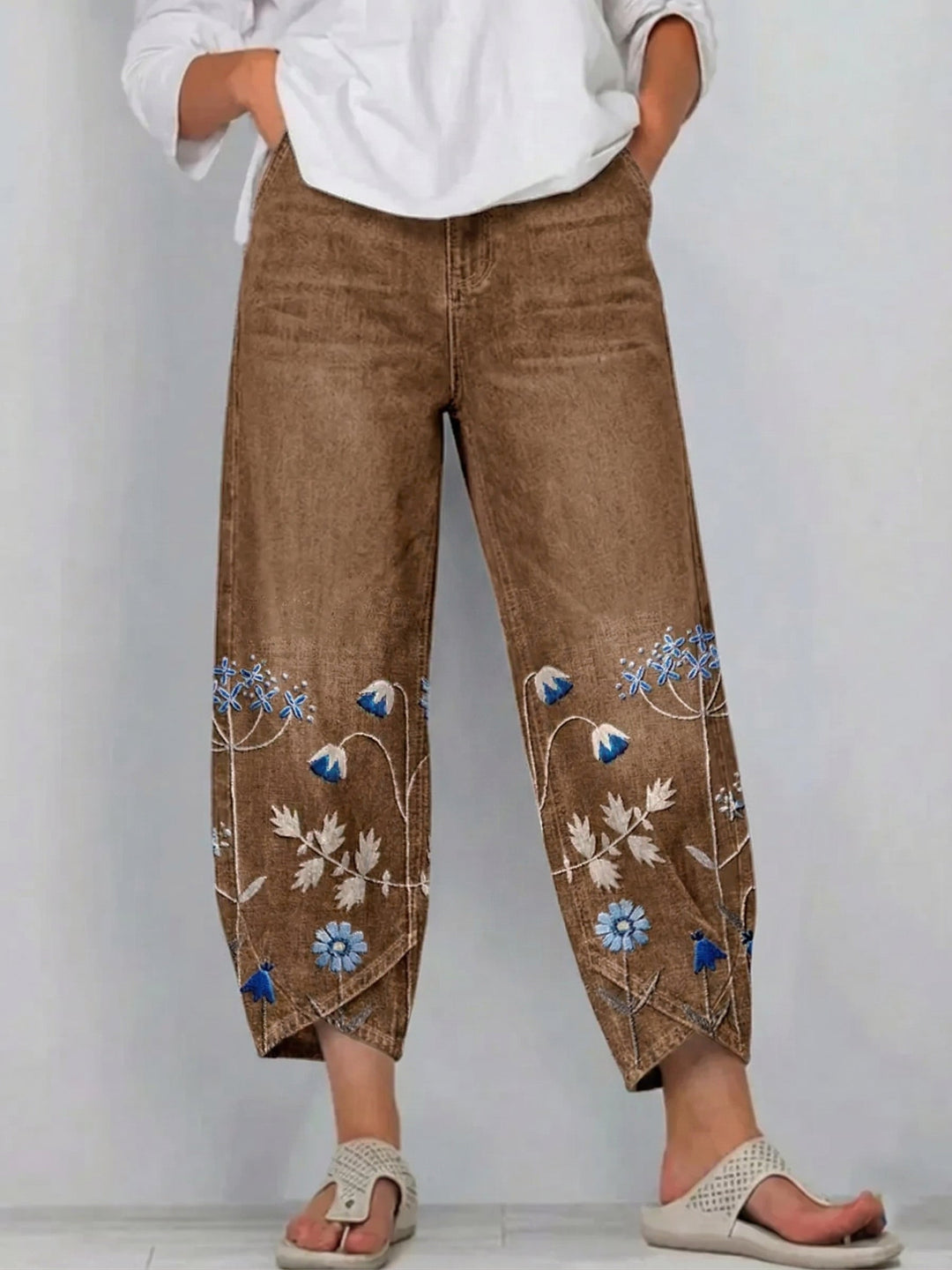 Anvera - Embroidered Cotton Trousers