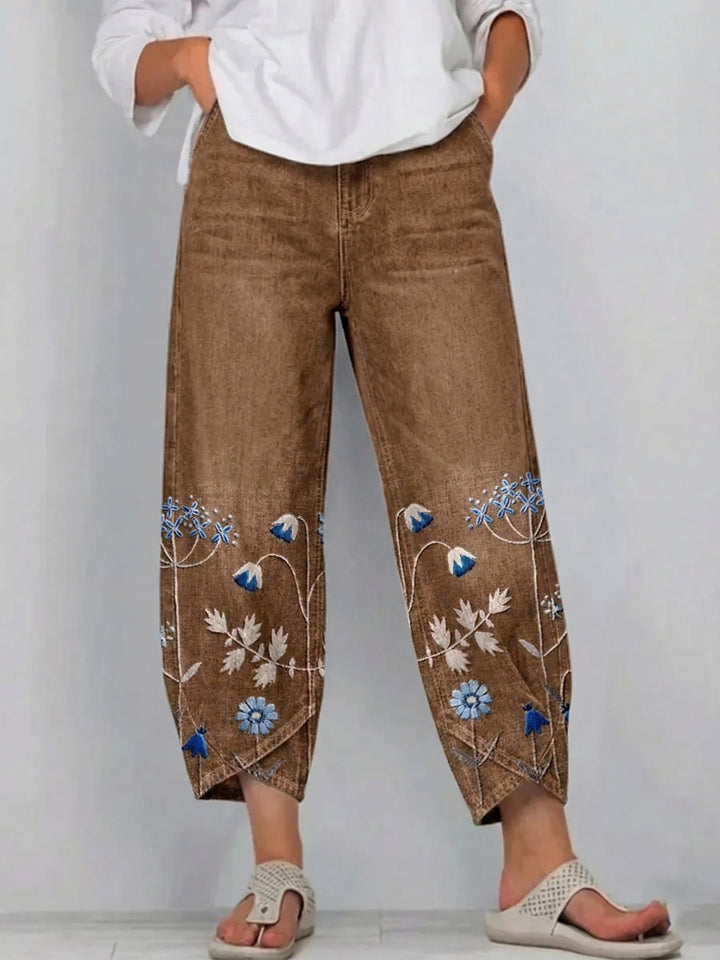 Anvera - Embroidered Cotton Trousers