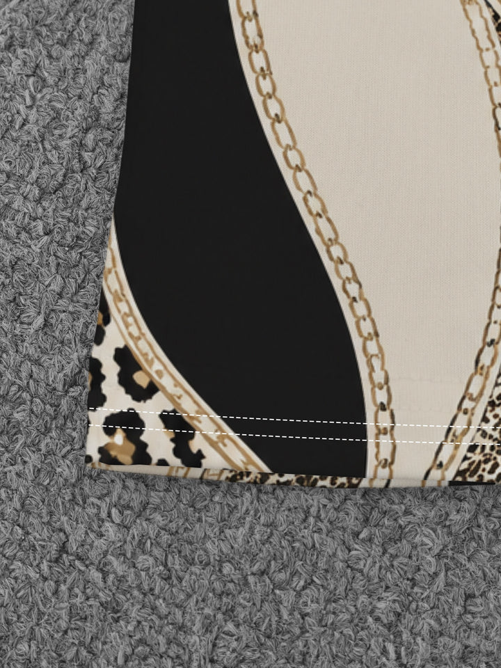 Elaren - Chain-Link Leopard Print Jersey T-Shirt