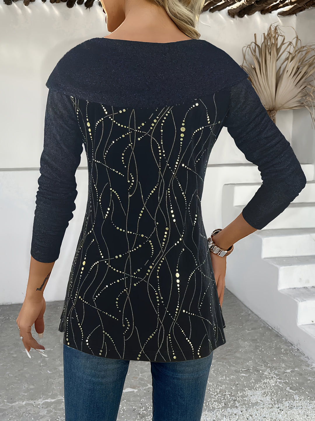 Avenya - Foil Lapel Knit Pullover Set