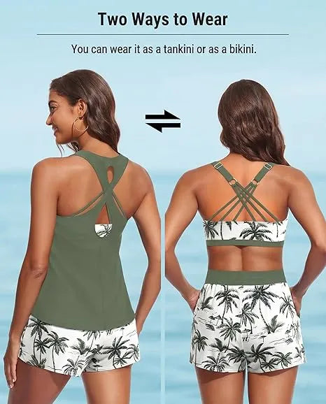 Rilena - Pocketed Boyshort Tricot Tankini Set