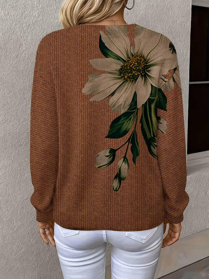 Caleia - Allover Floral Print Knit Sweater