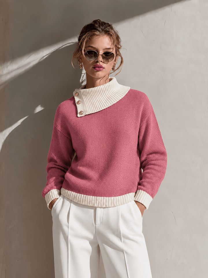 Calira - Asymmetric Neck Knit Sweater