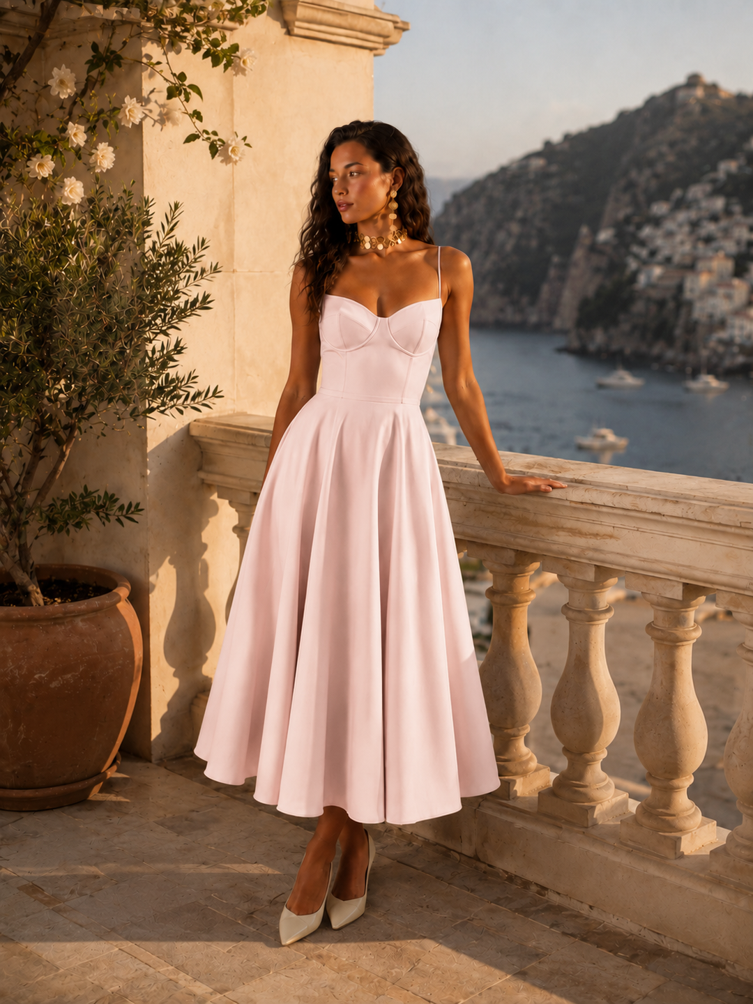 Averla - Heart Neckline Technical-Weave Dress