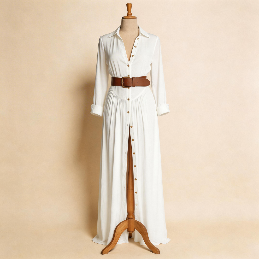 Velira - Button-Front Linen Maxi Dress