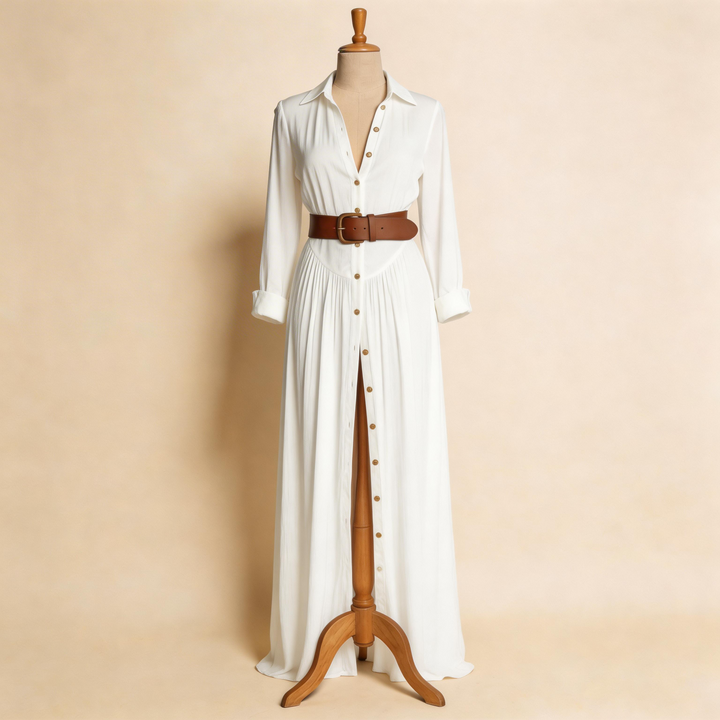 Velira - Button-Front Linen Maxi Dress