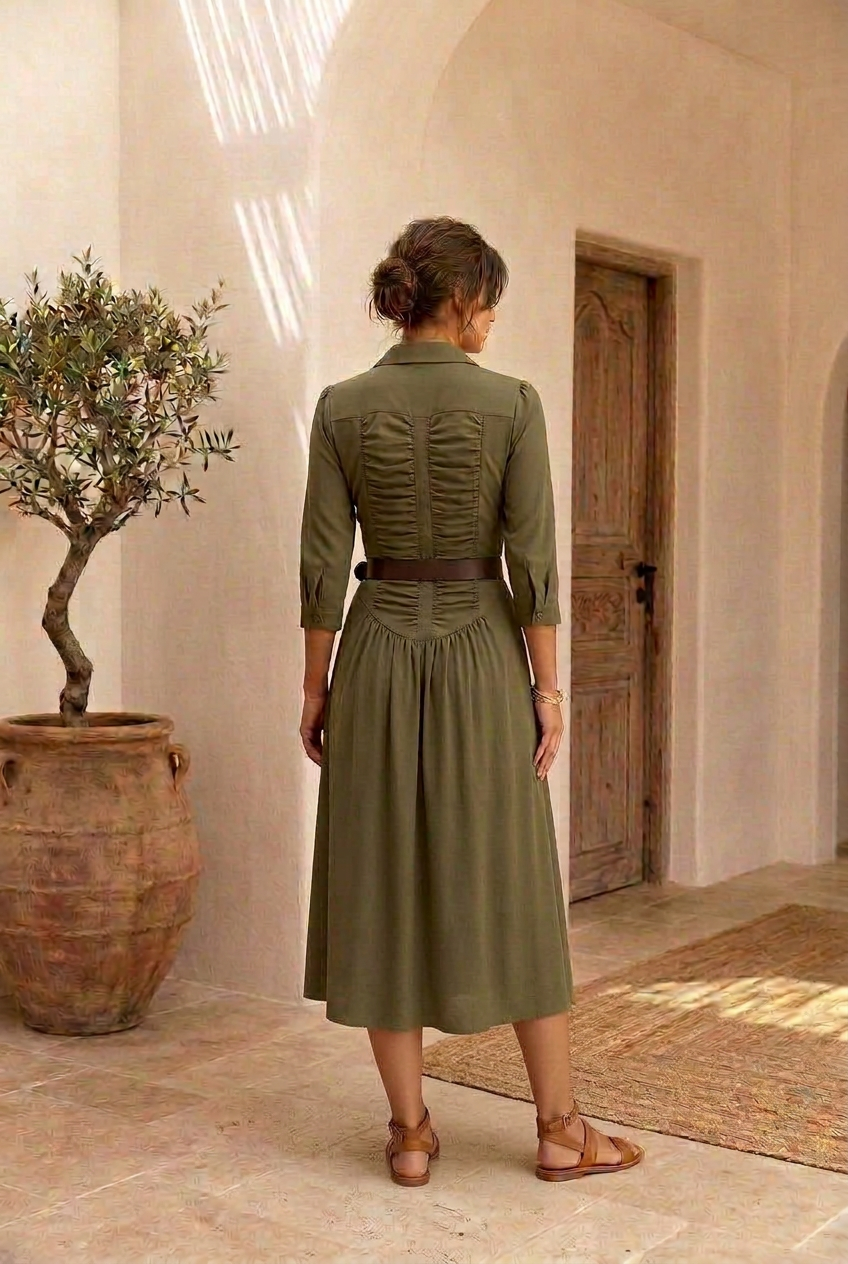 Velira - Button-Front Linen Maxi Dress