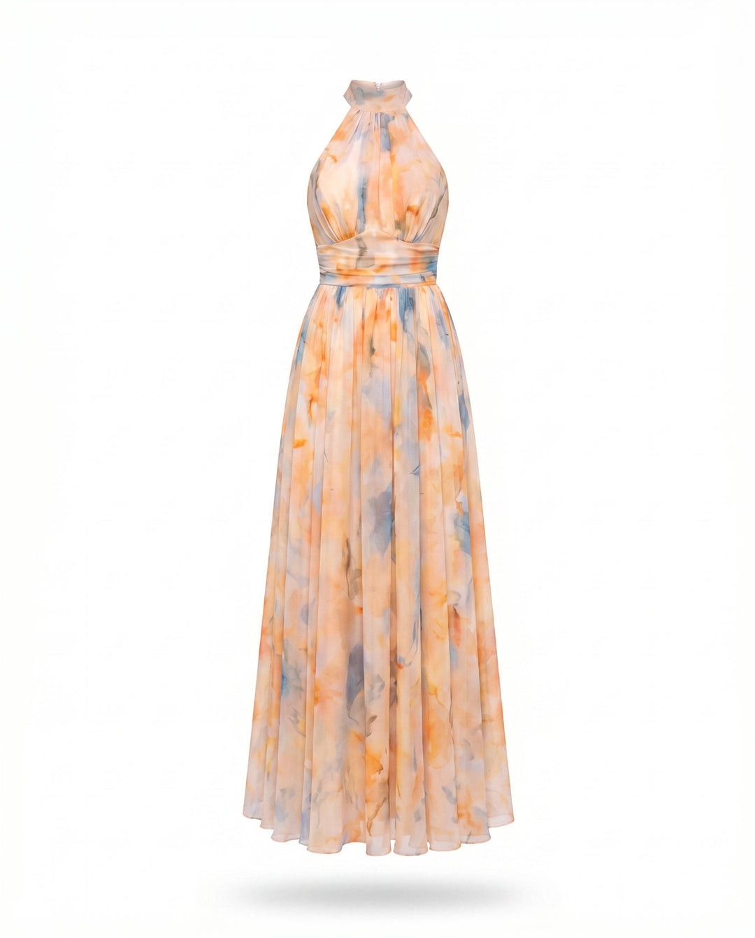 Zavine - Lace-Up Back Oil Painting Print Dress