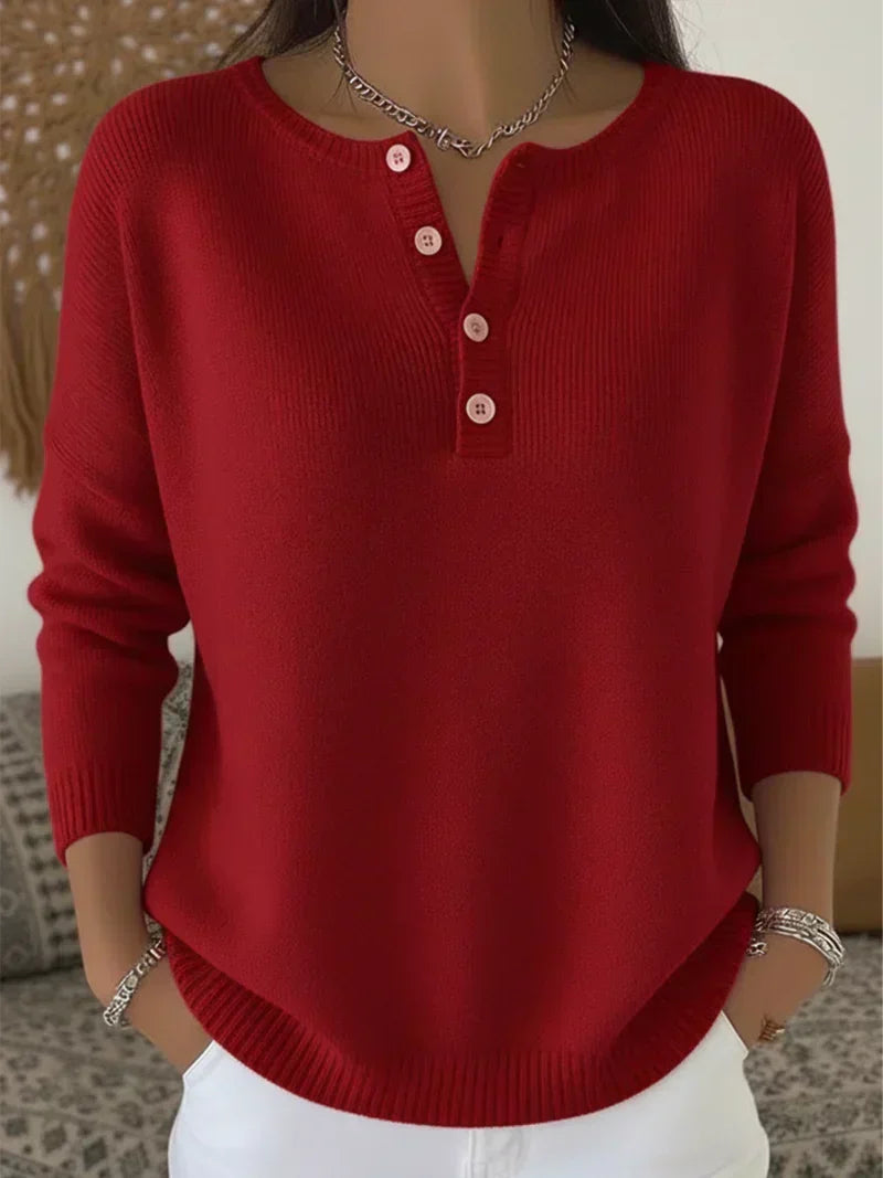 Noreva - Henley Placket Knit Sweater