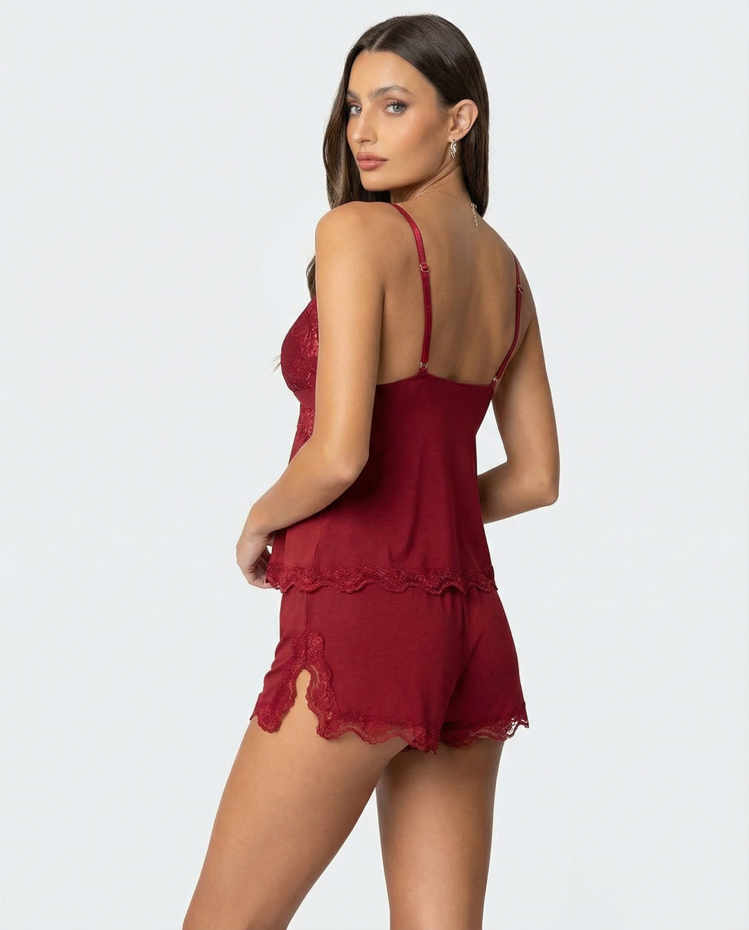 Neraya - Deep V Lace-Trim Lingerie Set