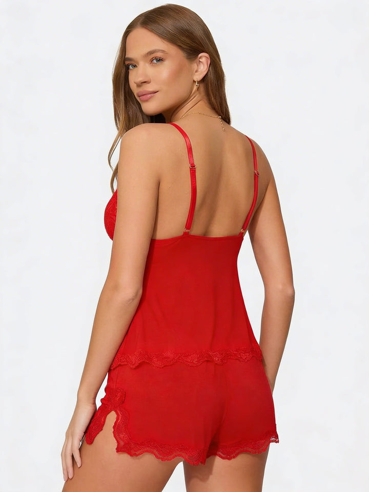 Neraya - Deep V Lace-Trim Lingerie Set
