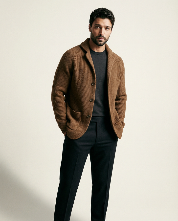 Varlen - Shawl Collar Wool Blend Cardigan
