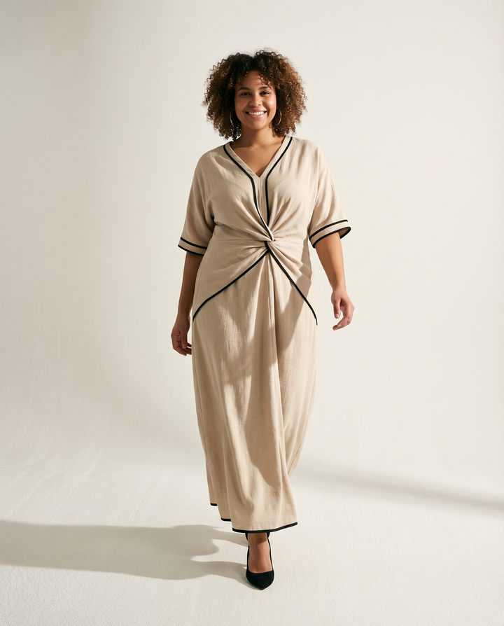 Seriva - Defined Waist Midi Dress