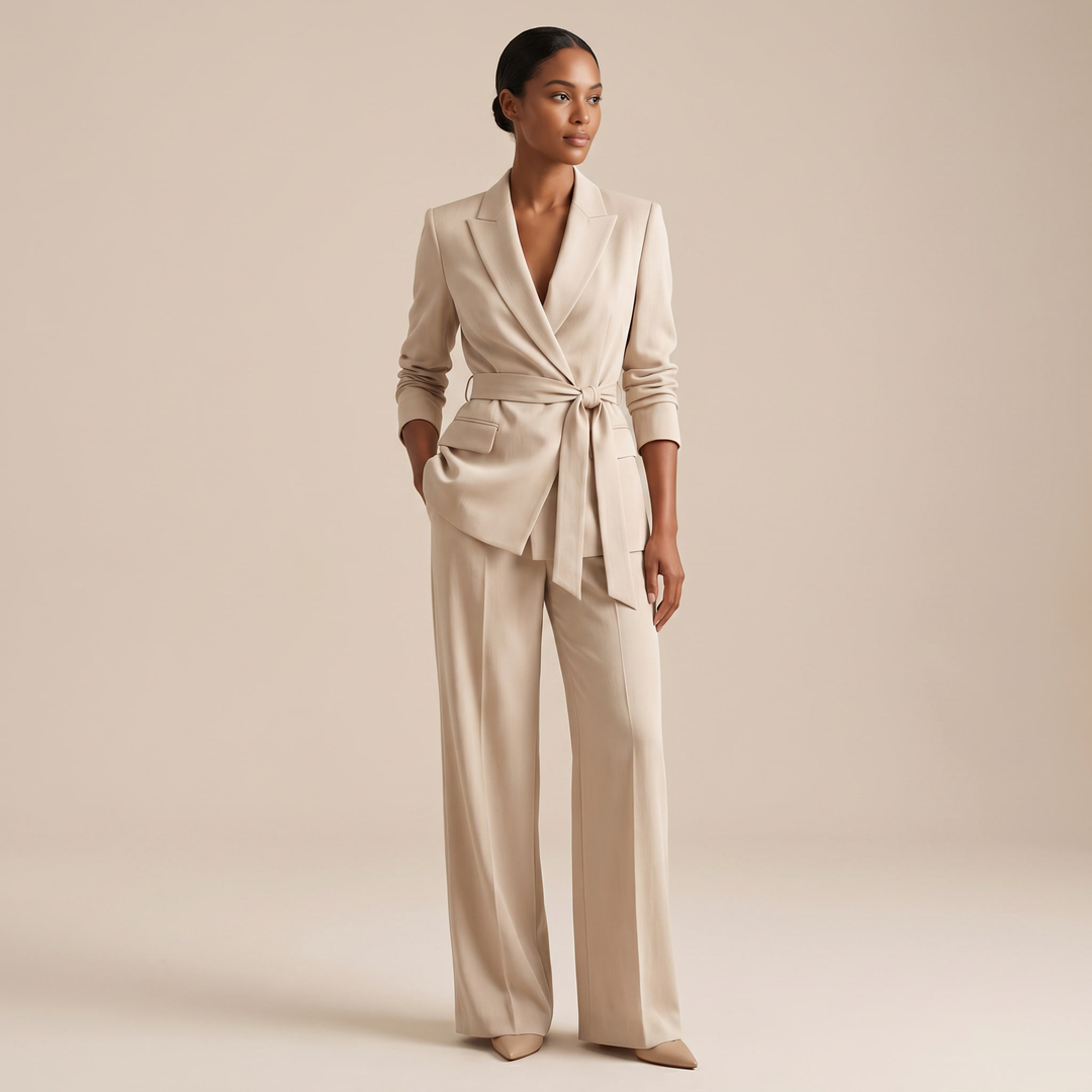 Naleia - Front-Tie Jacket Woven Suit