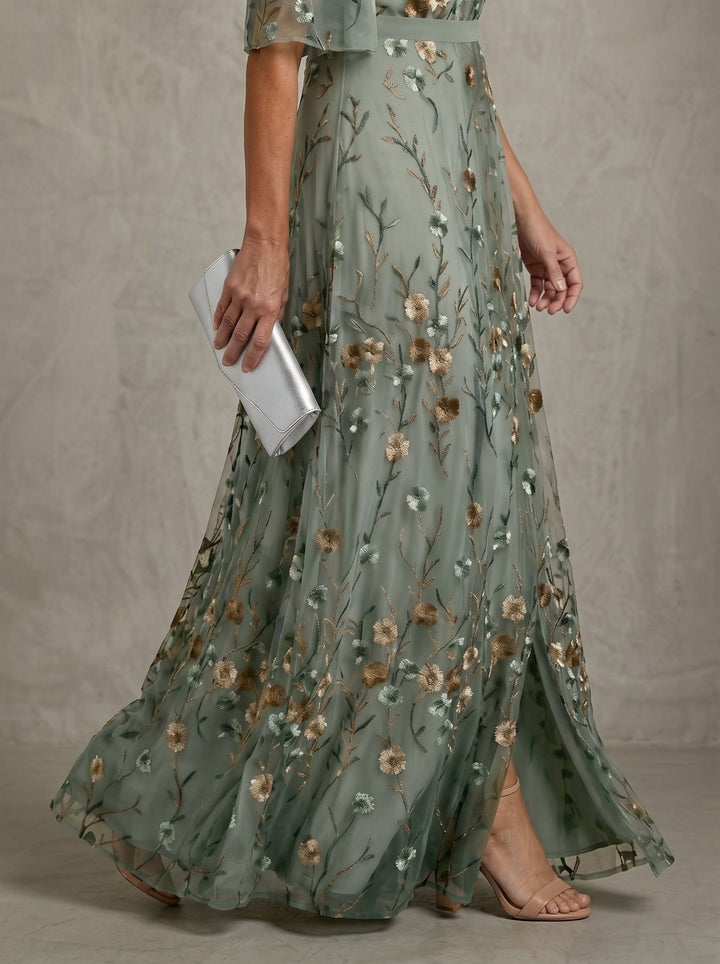 Soreva - Floral Embroidered Tulle Dress