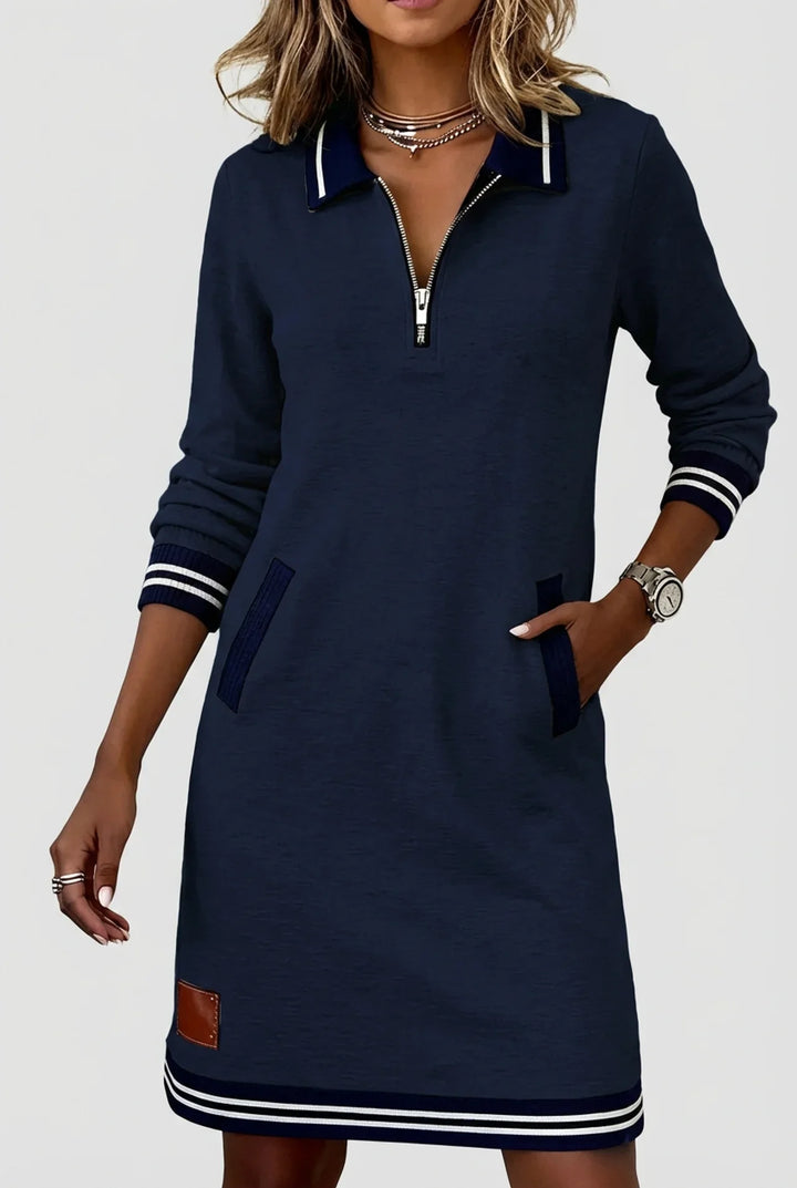 Novera - Front-Zip Cotton-Linen Dress