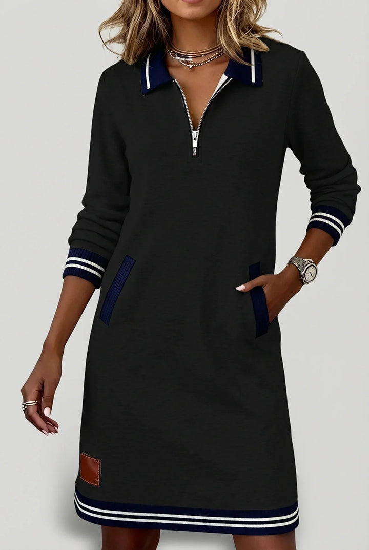Novera - Front-Zip Cotton-Linen Dress
