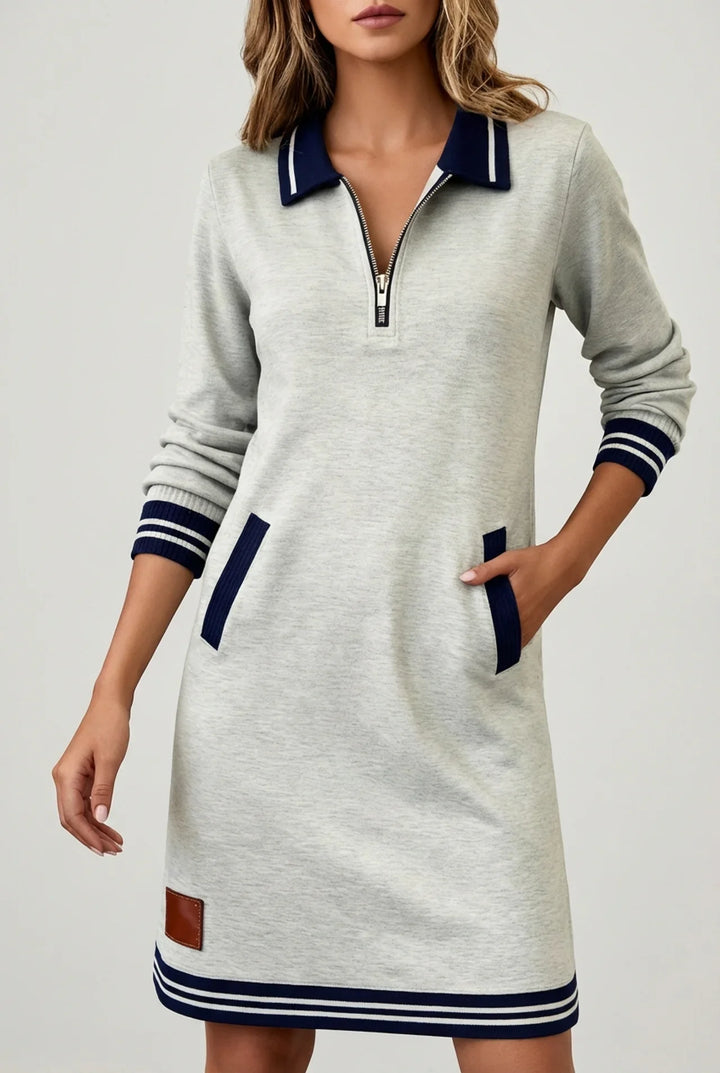 Novera - Front-Zip Cotton-Linen Dress