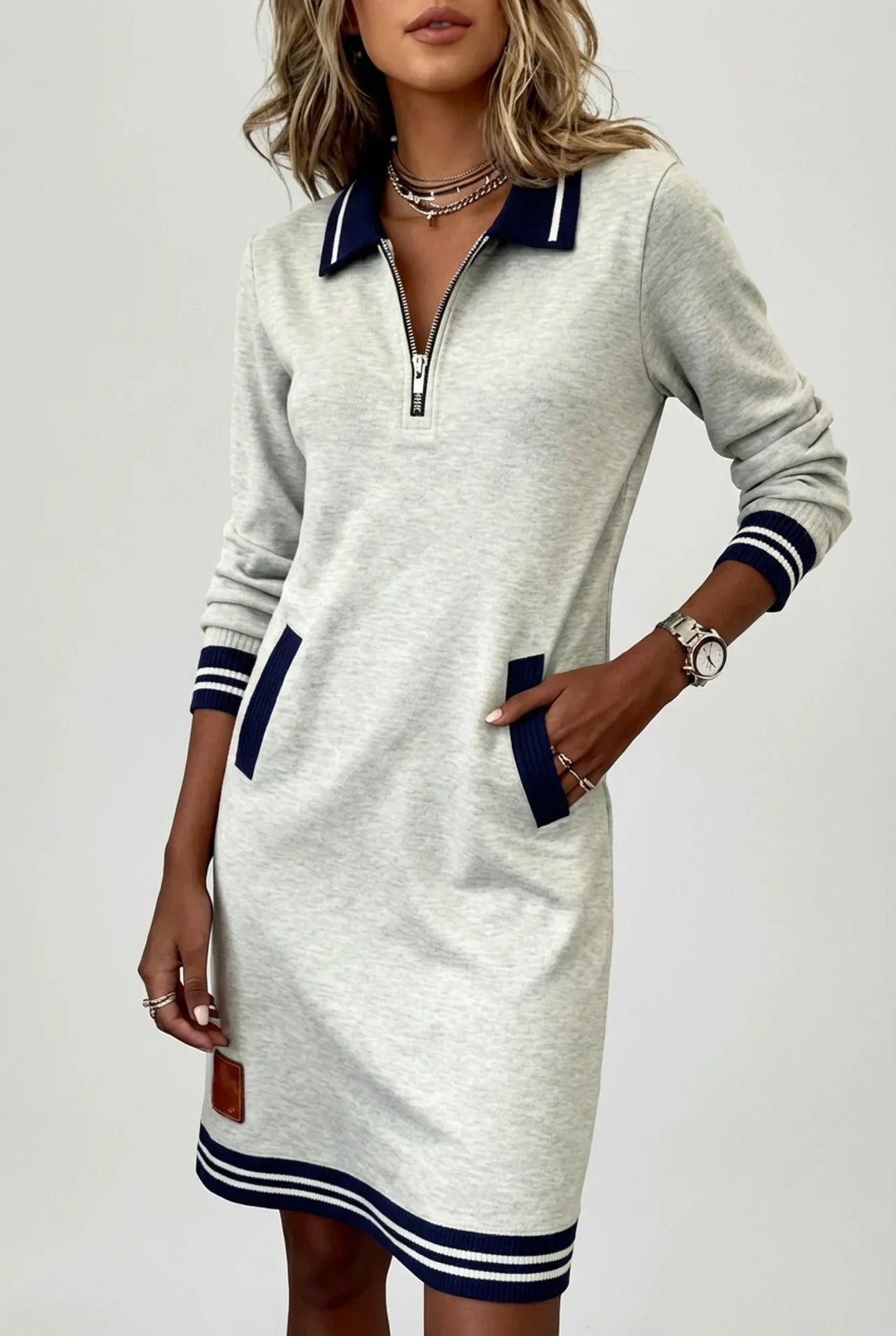 Novera - Front-Zip Cotton-Linen Dress