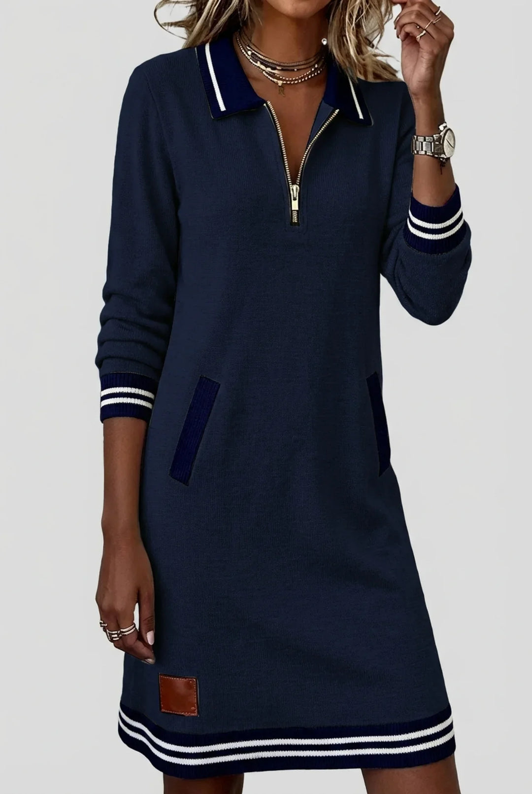 Novera - Front-Zip Cotton-Linen Dress