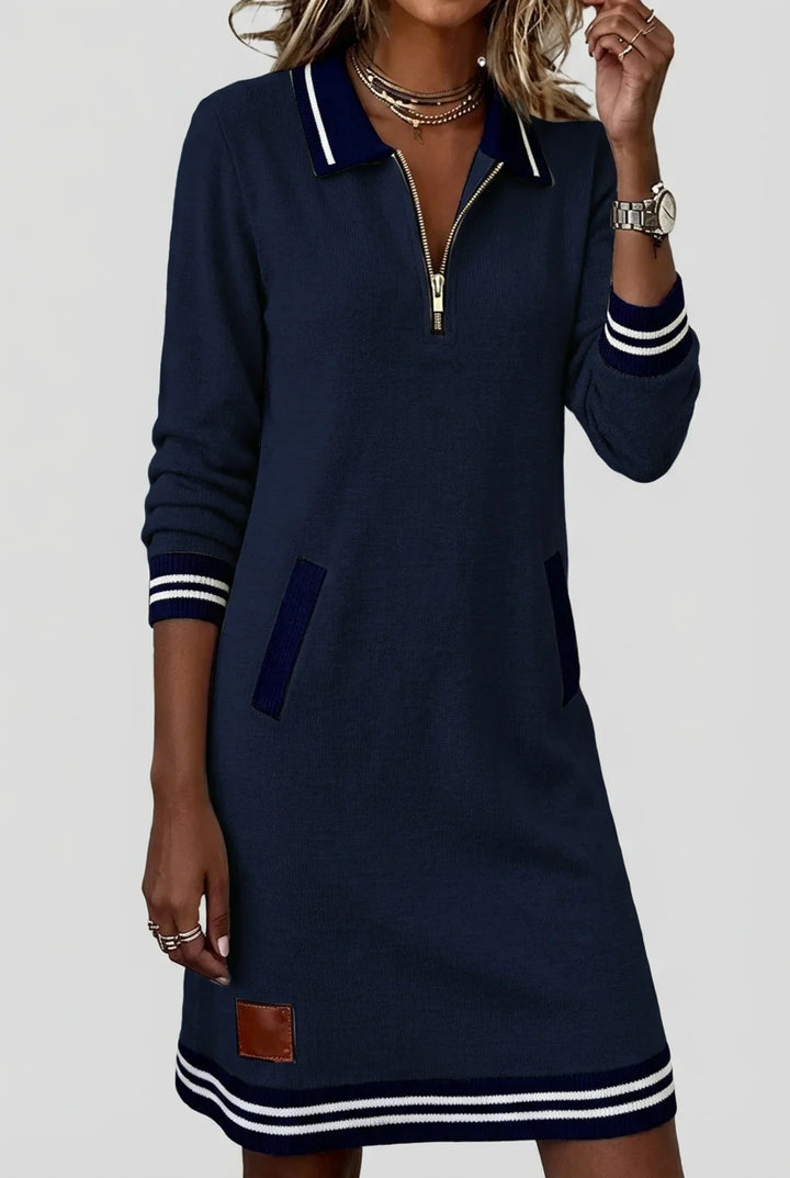 Novera - Front-Zip Cotton-Linen Dress