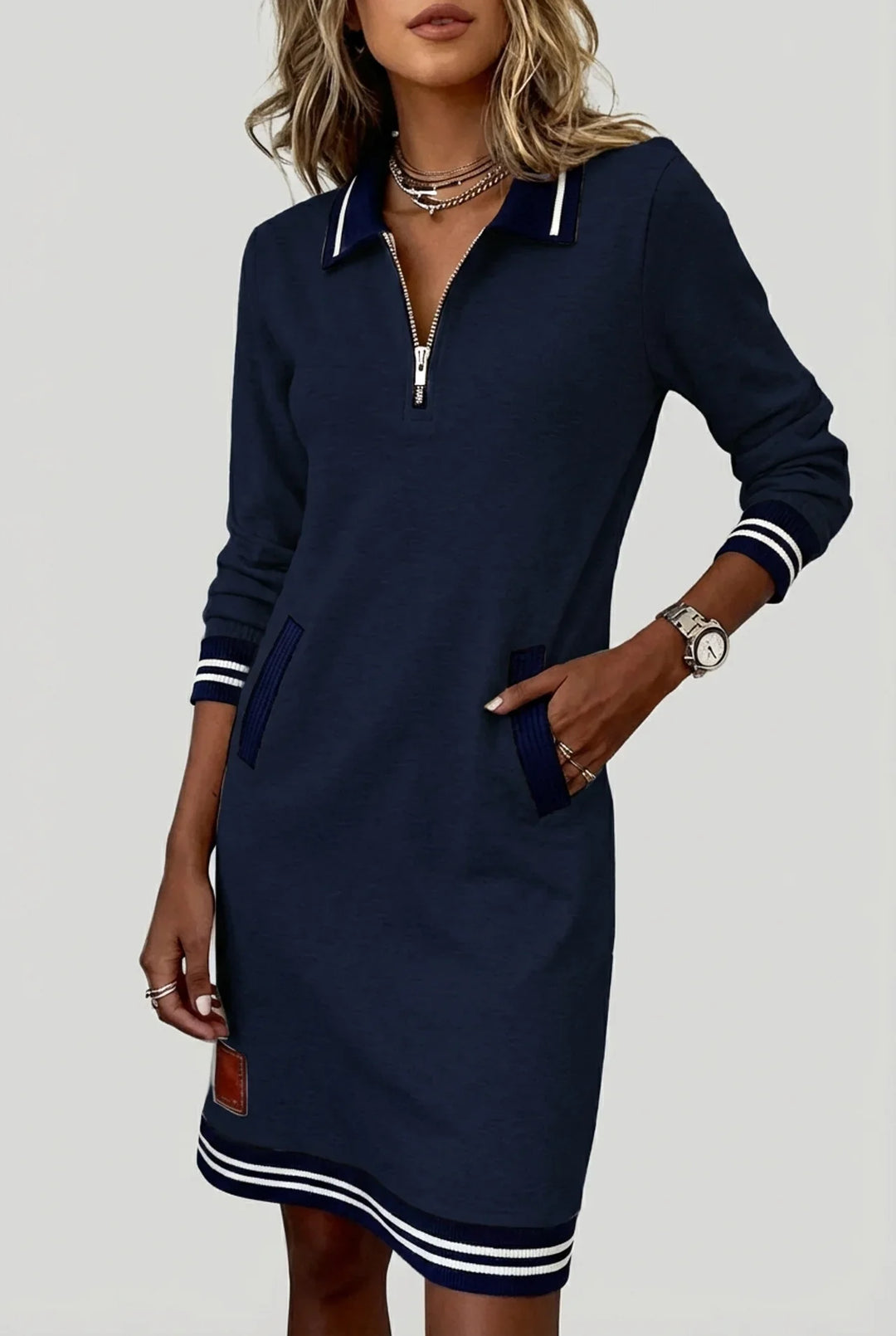 Novera - Front-Zip Cotton-Linen Dress
