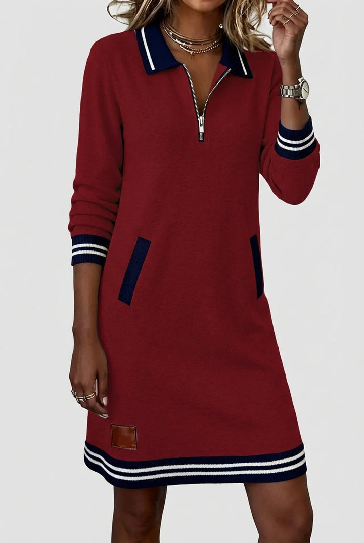 Novera - Front-Zip Cotton-Linen Dress