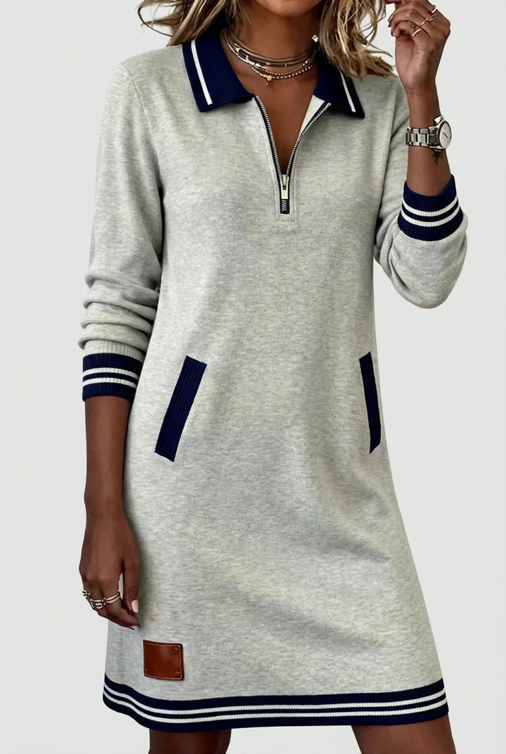Novera - Front-Zip Cotton-Linen Dress