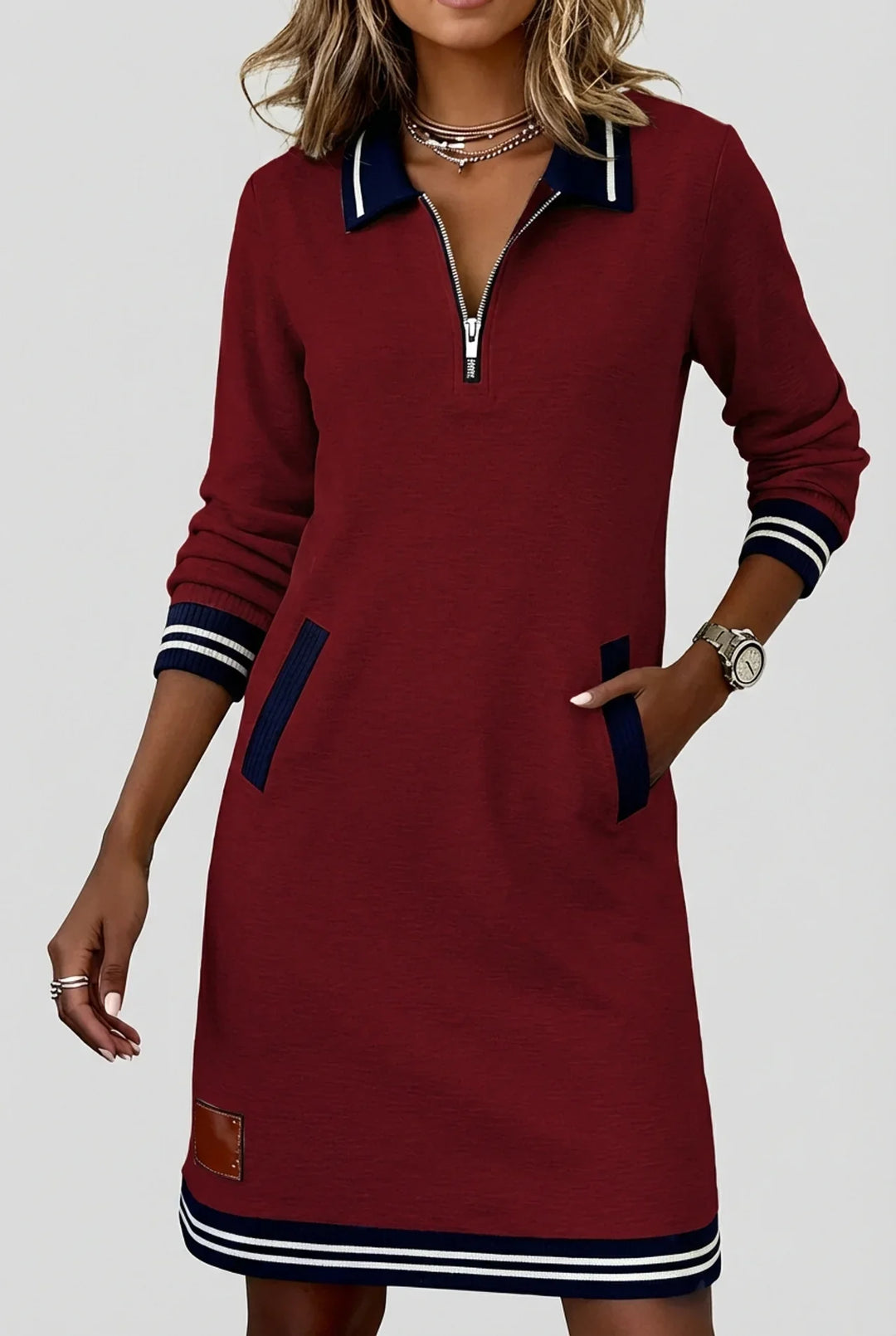 Novera - Front-Zip Cotton-Linen Dress