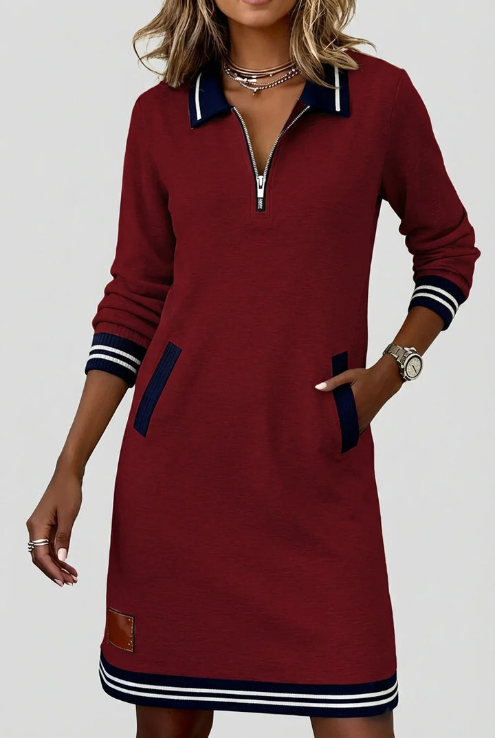 Novera - Front-Zip Cotton-Linen Dress