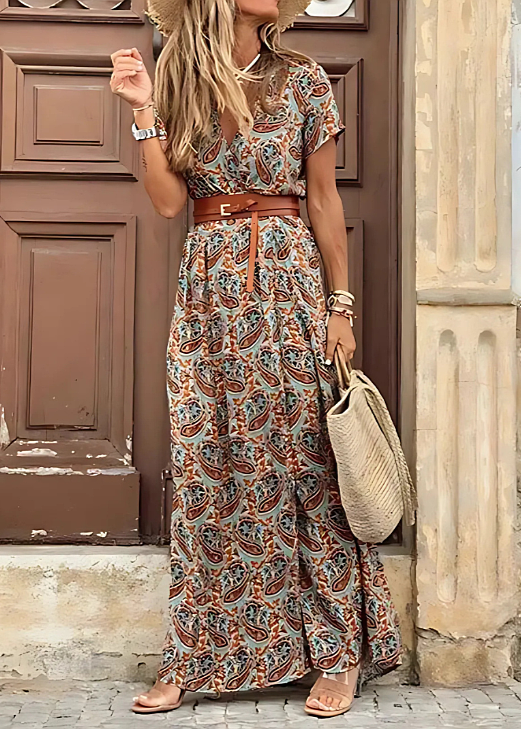 Nivara - Elasticated Waist Printed Maxi Dress