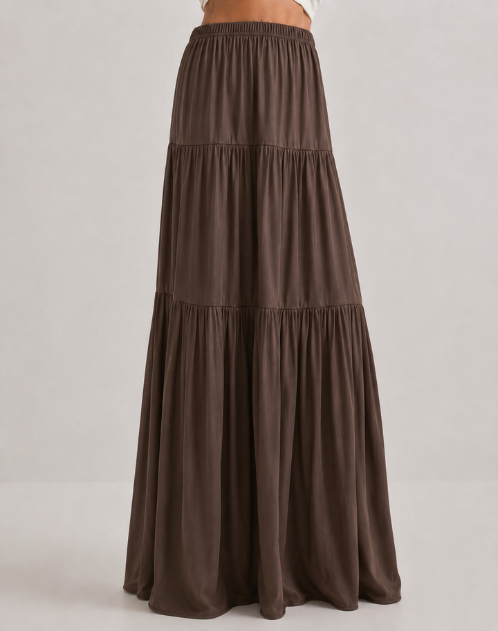 Noreli - Layered Woven Maxi Skirt
