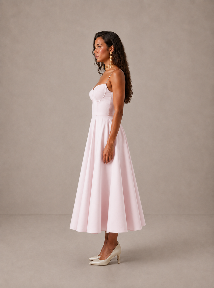 Averla - Heart Neckline Technical-Weave Dress