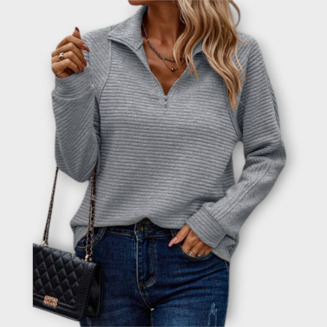 Zareli - Polo Zip Wool-Blend Pullover
