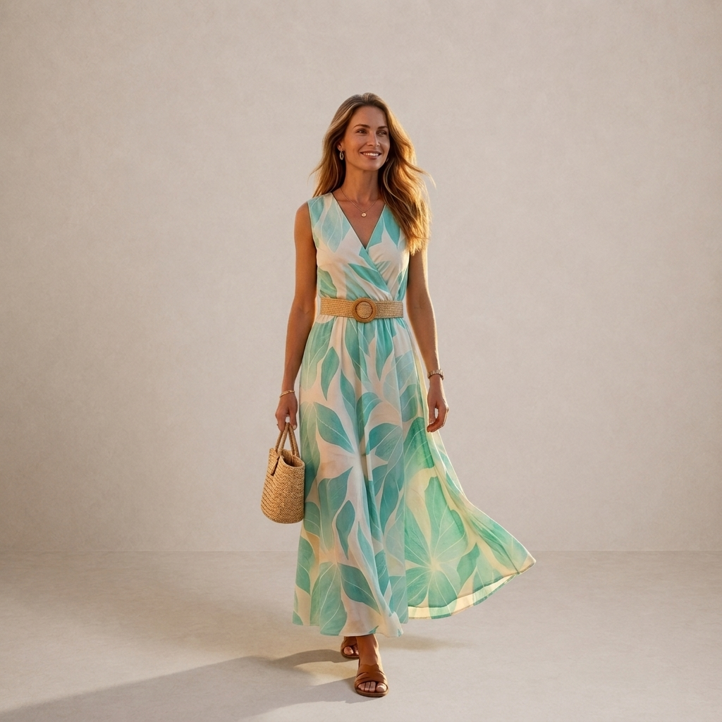 Nivora - Surplice Jersey Maxi Dress