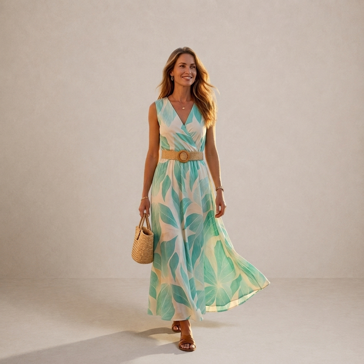 Nivora - Surplice Jersey Maxi Dress