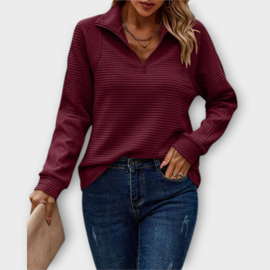 Zareli - Polo Zip Wool-Blend Pullover