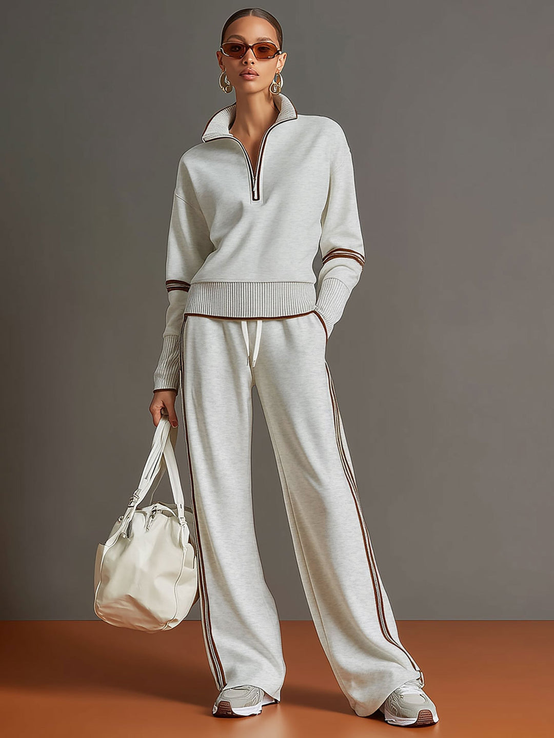 Mireva - Wide-Leg Blouse And Trousers Set