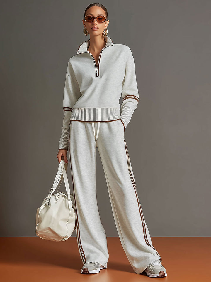 Mireva - Wide-Leg Blouse And Trousers Set