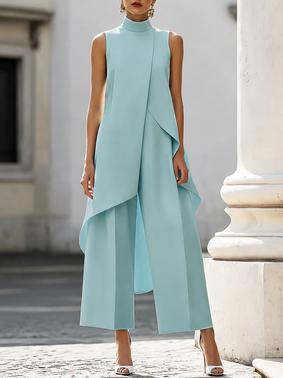 Iverra - Asymmetrical Front Panel Woven Jumpsuit