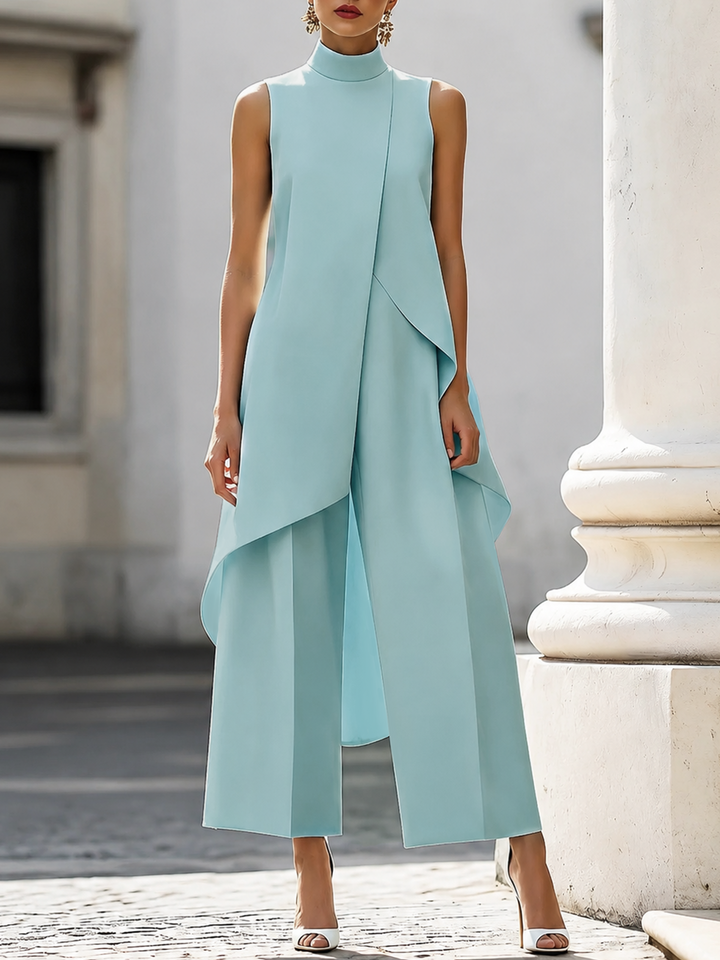 Iverra - Asymmetrical Front Panel Woven Jumpsuit