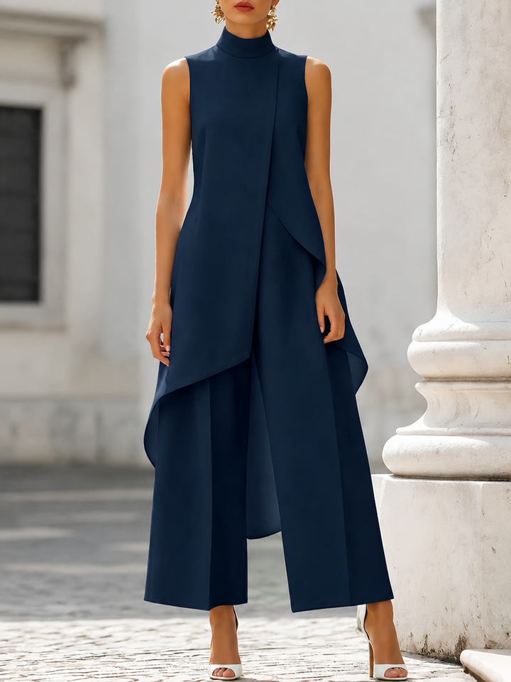 Iverra - Asymmetrical Front Panel Woven Jumpsuit