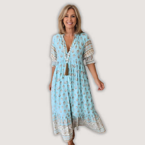 Sorali - Tassel Tie-Neck Midi Dress