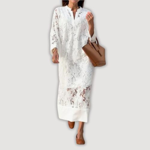 Mevara - Sheer Lace Maxi Dress