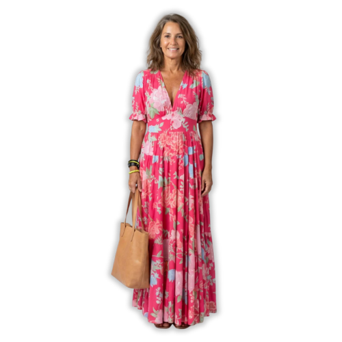Avyra - V-Neck Floral Print Dress